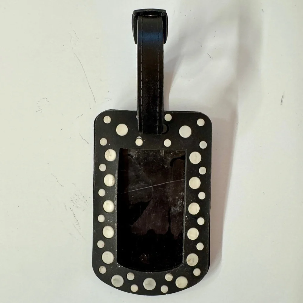 Black Polka Dot Luggage Tag With Pink Letter K